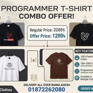 men’s premium programmer t shirt combo –laravel and wordpress design (100% cotton, 180+ gsm)