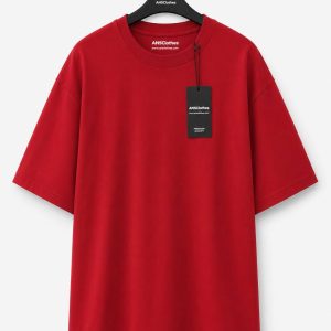 mens premium red color drop shoulder t shirt