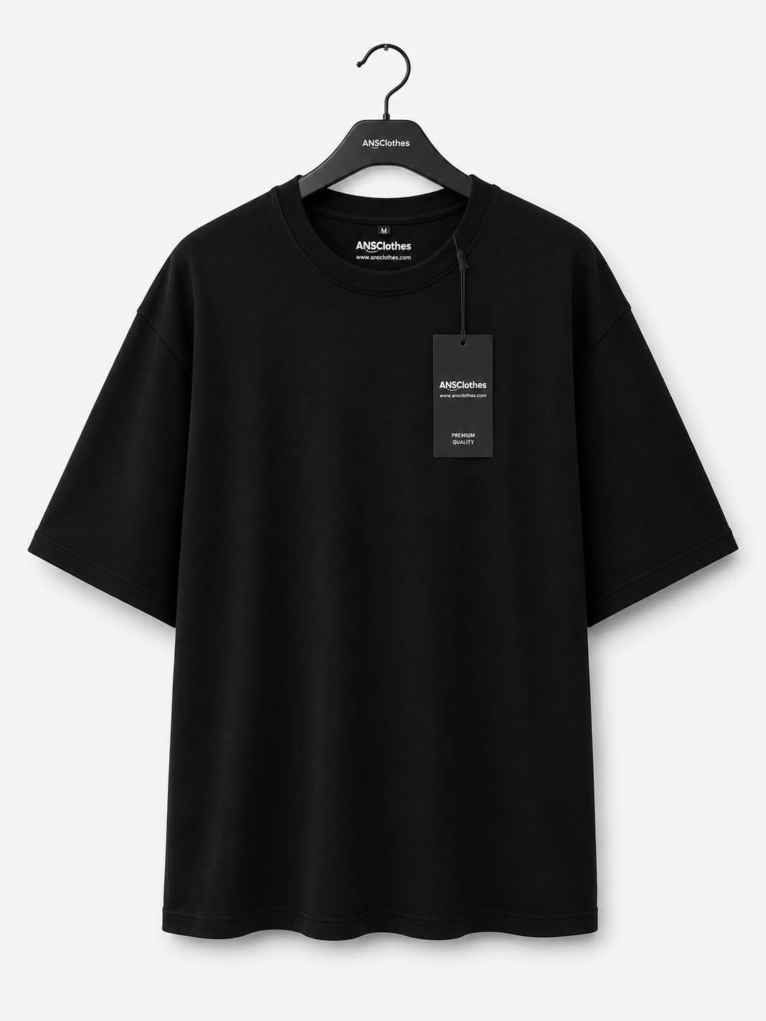 mens premium black drop shoulder t shirt