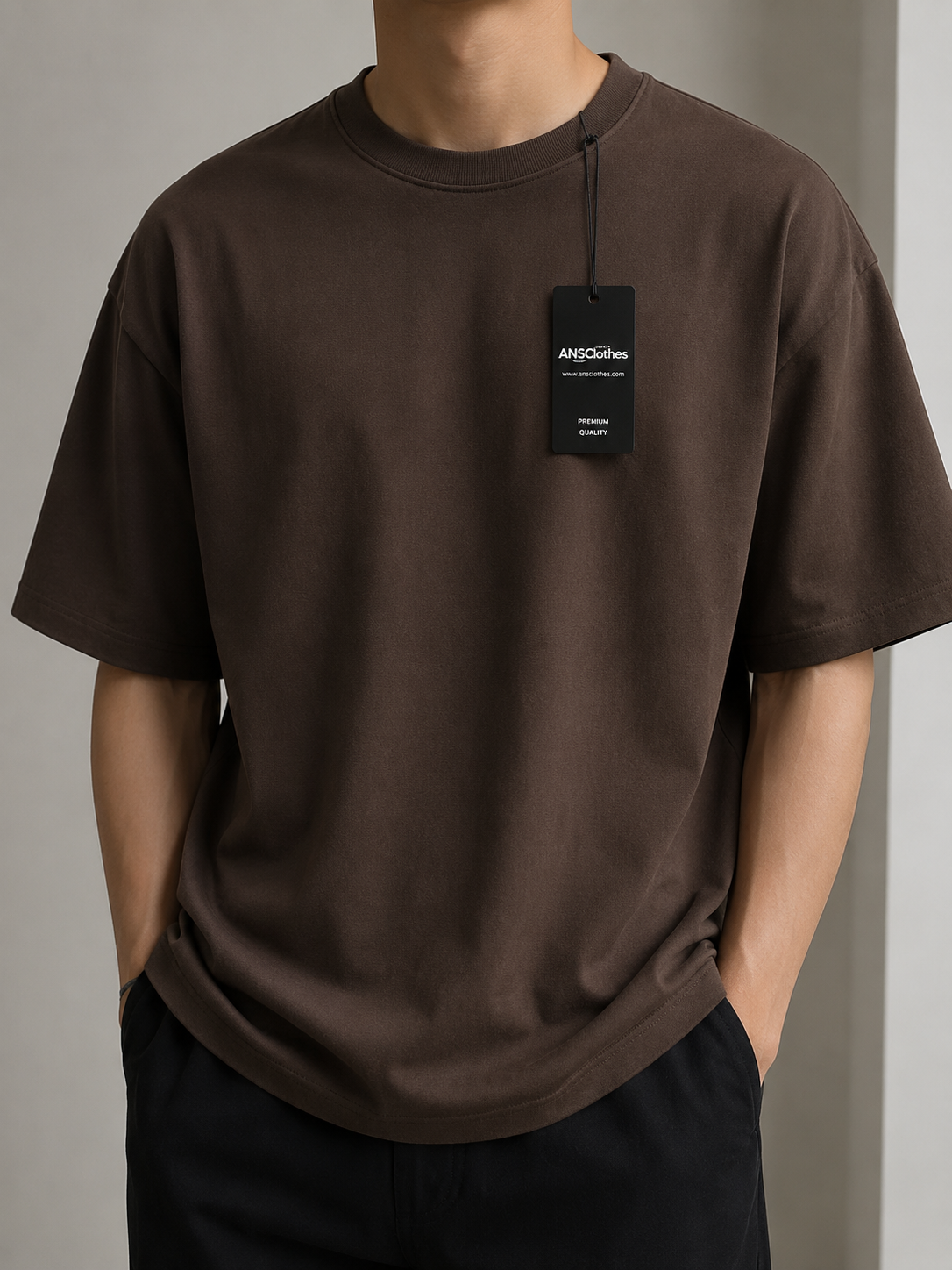 Mens Premium Choclet Color Drop Shoulder T-Shirt